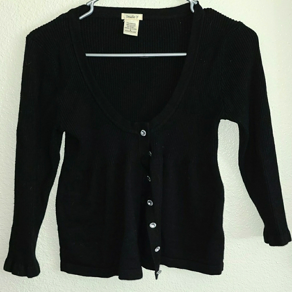 Black Quarter Sleeve Cardigan